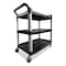 Rubbermaid Commercial Economy Plastic Cart, Three-Shelf, 18-5/8w x 33-5/8d x 37-3/4h, Black FG342488BLA - alternate 4